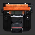 Retro Style Digital Camera With Wooden Frame Large Lens Black Base And Metal Components