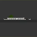 Cartoon Style Residential Scene With House Swimming Pool Green Lawn Tree And White Fence