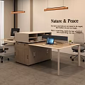 Modern Office Interior With Wooden Desk Office Chairs Computers And Nature Peace Wall Art