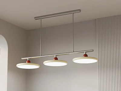 Modern Ceiling Mounted Pendant Light With Three White Shades And Red Accents 3d model