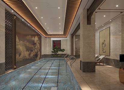 New Chinese Swimming Pool 3d model