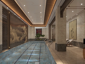 New Chinese Swimming Pool 3d model