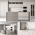 Modern Kitchen Interior With White Cabinets Island Counter And Built in Appliances