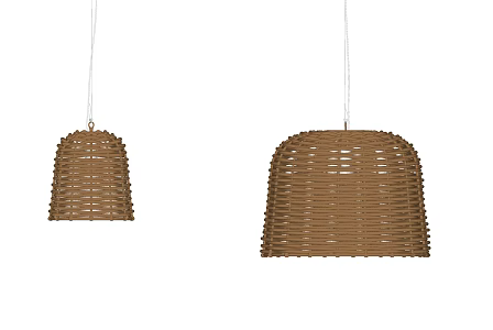 New Chinese Chandelier Grid Rattan Lamp 3d model