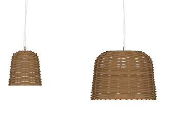 New Chinese Chandelier Grid Rattan Lamp 3d model