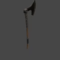 Medieval Battle Axe Featuring Wooden Handle Leather Wrapping And Sharp Metal Blade
