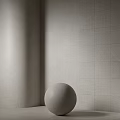 Minimalist Interior With Light Colored Tiled Wall And Round Sphere Decoration