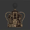 Intricate Gold Jewelry Crown With Ornate Filigree And Decorative Gears