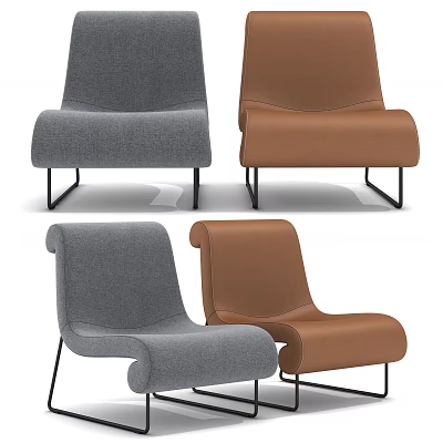 Modern Single Sofa Designs In Gray Brown Fabric Leather With Metal Legs For Living Room 3d model
