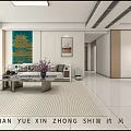 Minimalist Living Dining Room Interior Design With Sofa Coffee Table And Wall Art