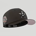 Dark Gray Baseball Cap With Star Logo Side Patch Pink Brim And Brand Label