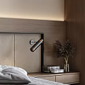 Modern Bedroom Interior Design With Beige Walls Wooden Headboard And Upholstered Bed
