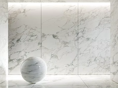Minimalist Space With Marble Wall Floor And Sphere Element 3d model