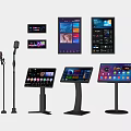 Professional Audio Visual Equipment With Microphones And Stand Mounted Multimedia Displays