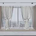 Ivory Flowy Curtains For Modern Living Room Large Window With Scenic City View Design