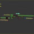 Green Rocket Launcher With Rocket Projectiles Detailed Design And Equipment 3d model