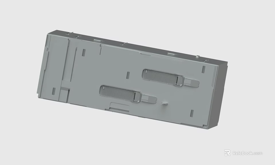Gray Rectangular Device Component With Two Long Openings And Surface Holes 3d model 