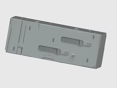 Gray Rectangular Device Component With Two Long Openings And Surface Holes 3d model