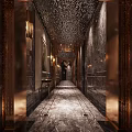 Luxurious KTV Lobby Interior With Crystal Chandelier Marble Floor And Decorative Wall
