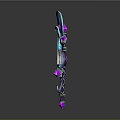 Magical Staff With Purple Blue Crystals And Intricate Decorative Patterns