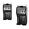 Two Compact Refrigerator Freezers With Modern Black Silver Design And Transparent Doors
