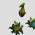 Various Types Of Colorful Fantasy Cartoon Plants With Unique Shapes Leaves And Tentacles
