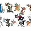 Modern 2D cat and mouse silhouette 3d model