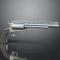 Silver Metallic Revolver Weapon With Shiny Surface And Dark Background Reflection 3d model