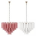 Red Black White Crystal Chandeliers With Tiered Cylindrical Design And Modern Style