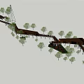 Scenic Wooden Walkway Landscape Design With Curved Path And Surrounding Trees