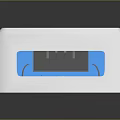 White Rectangular Electronic Device With Open Front Panel And Blue Internal Components