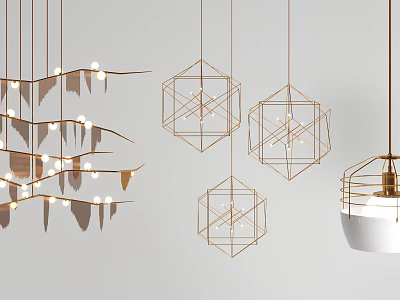 Post-modern chandelier Simple metal geometric chandelier 3d model