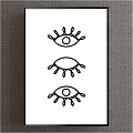 Minimalist Black Line Eye Illustrations On White Background With Gray Borders