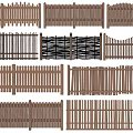 Various Wooden Railings With Different Design Patterns Arranged For 3d model