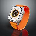 Sporty Wristwatch With Orange Nylon Strap And Square Dial On Black Background