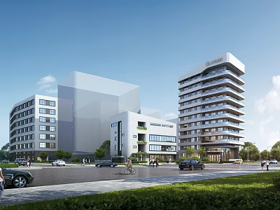 Aerial View Planning of Modern High Rise Buildings with Roads Vehicles and Greenery 3d model