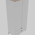 White Minimalist Cabinet With Double Doors And Two Drawers Design