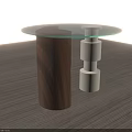 Modern Round Glass Top Coffee Table With White And Wooden Base Design