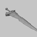 Ancient Ornate Sword with Golden Intricate Design and Red Gemstone Embedded on Detailed Hilt