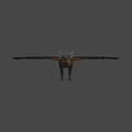 Black Mythical Dragon With Spiked Wings Flying In Mid Air