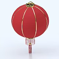 Traditional Chinese Red Lantern Featuring Round Shape Golden Accents And Hanging Tassels