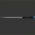 Medieval Sword With Metal Blade Silver Guard Black Hilt And Blue Gemstone Reflection On Smooth Surface