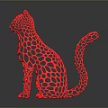 Modern Red Hollow Out Cat Shaped Decorative Figurine For Furniture Decoration