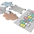 Cute Shaped Rugs with Star Bear Cloud and Number Puzzle Designs for Kids Room Decor