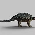 Armored Dinosaur Model With Green Skin Back Spikes And Red Eyes