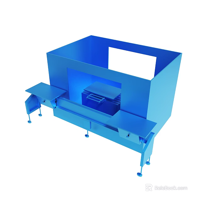 Blue Industrial Equipment 3D Model with Multiple Platforms and Stable Structure 3d model