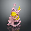 Pikachu Wearing Pink Armor Riding Pink Rocking Horse With Arrow Decoration