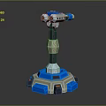 Futuristic Sci Fi Weapon With Blue Gray Mechanical Design And Tower Structure 3d model