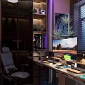 Entertainment Room Interior Featuring Dual Monitors People Gaming Gear Plants And Blinds