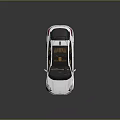 White Electric Car With Black Roof Sleek Design Black Wheels And Brown Interior